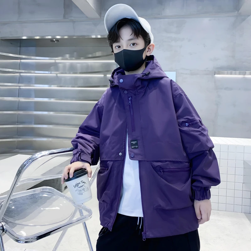 儿童装男童春秋款外套2025新款中大童春季风衣酷帅春装男孩冲锋衣