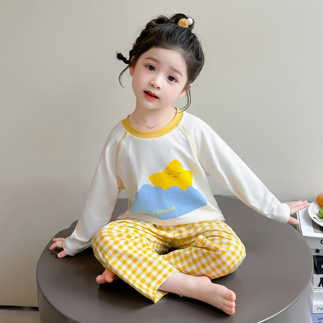 儿童睡衣女孩2025新款女童纯棉家居服宝宝a类长袖小童春秋季套装