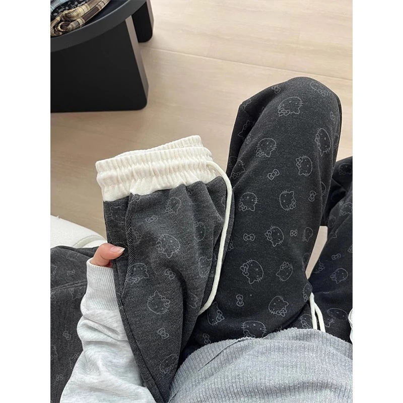 孕妇裤子秋季款外穿2025新款秋装小个子阔腿裤不勒肚印花糯米裤子