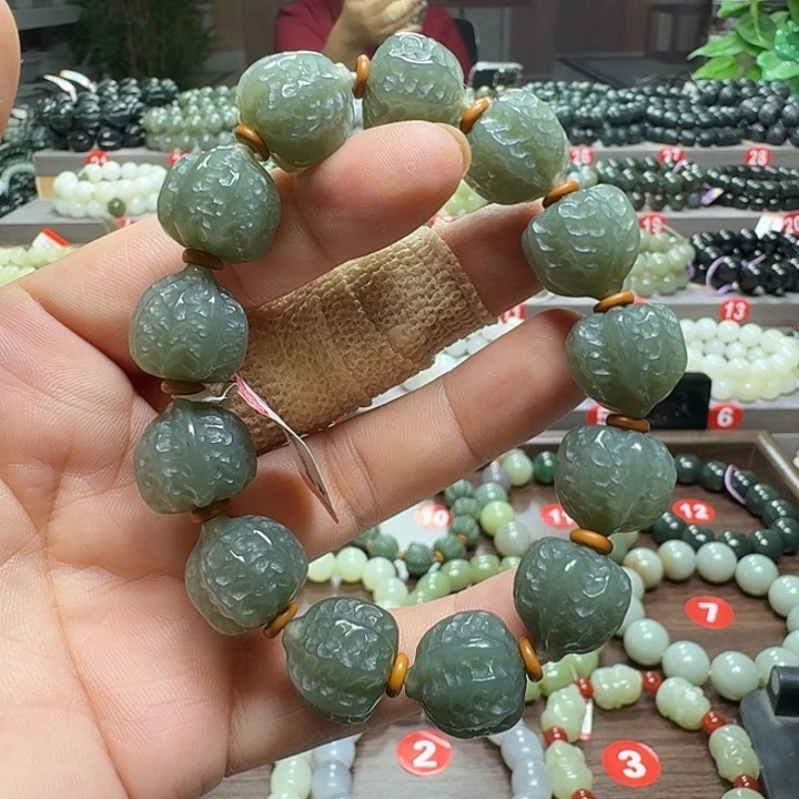 未镶嵌手链和田玉新疆且末蓝核桃卡16
