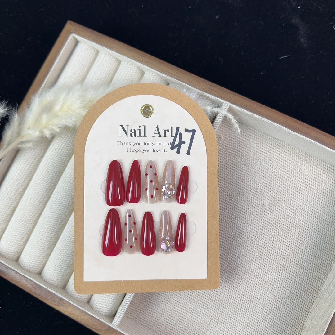 秋冬网红爆款裸色显白猫眼杏仁甲高级感简约可拆卸穿戴甲 47