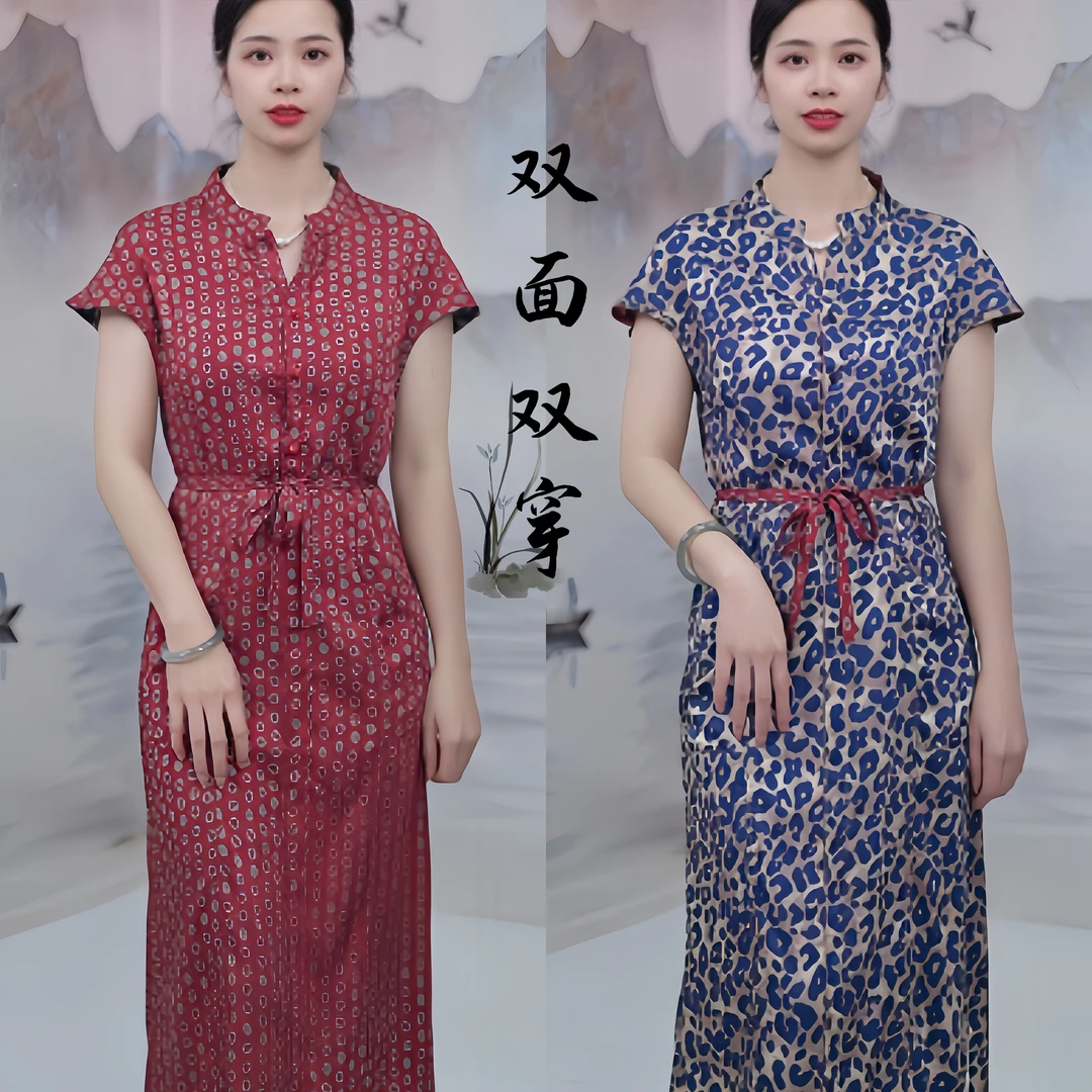 2581   双面双穿法式设计感小立领系带显瘦女装连衣裙