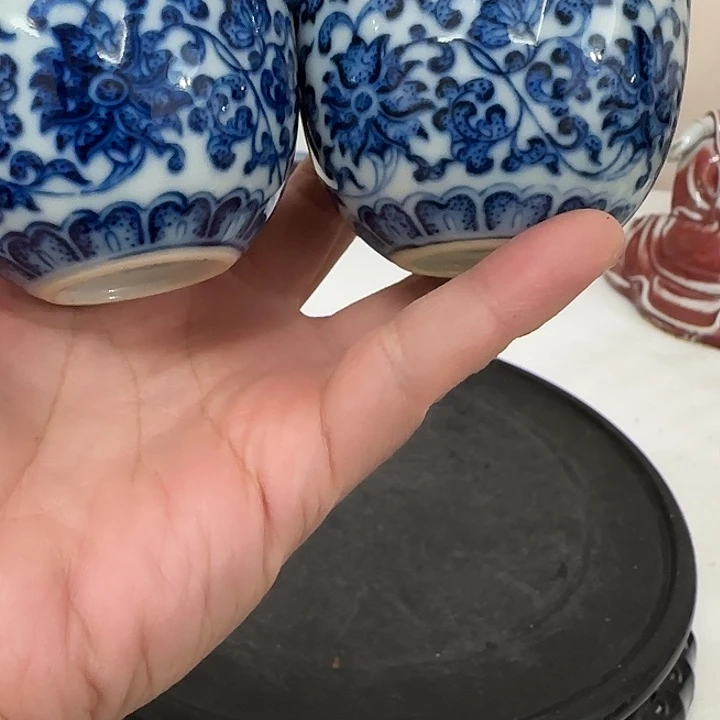 马***功陶手工绘画青花缠枝杯