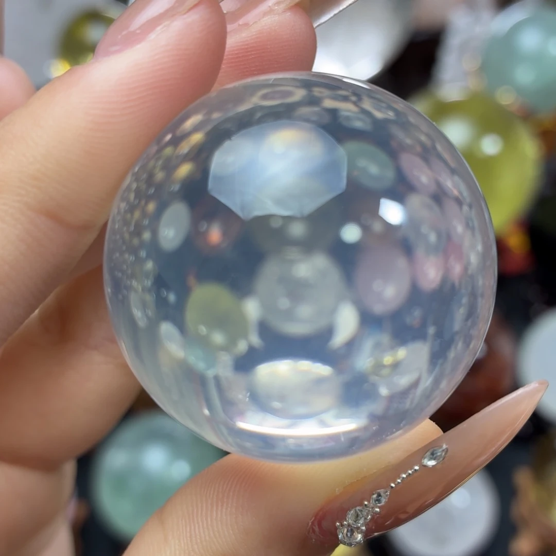 水晶未镶嵌珠宝半成品冰透粉晶 蓝光3.79cm