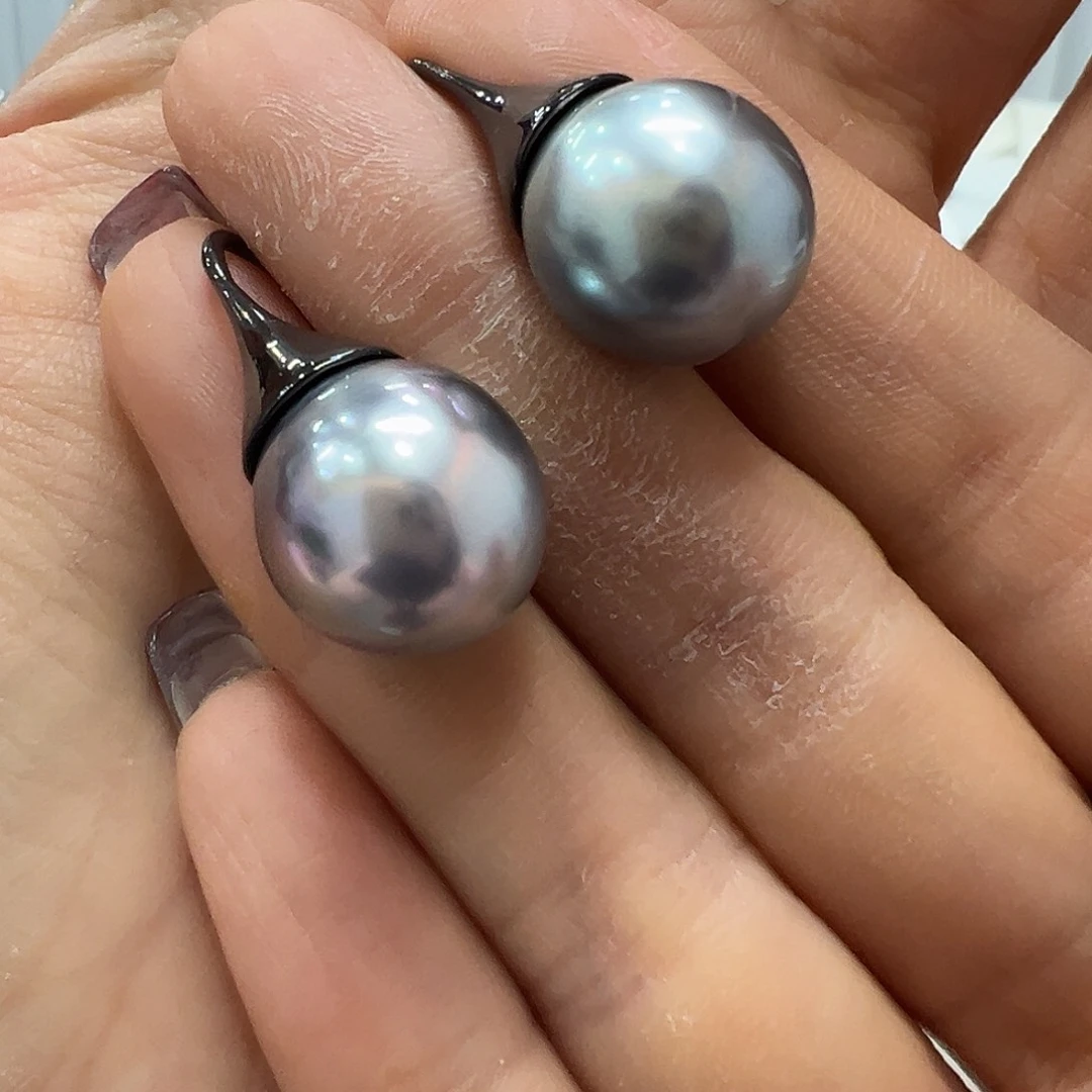 海水珍珠耳饰银S925镶嵌?****?