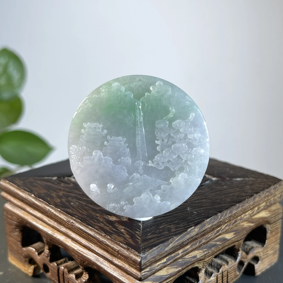 JCW04-85  天然缅甸A货翡翠  山水牌