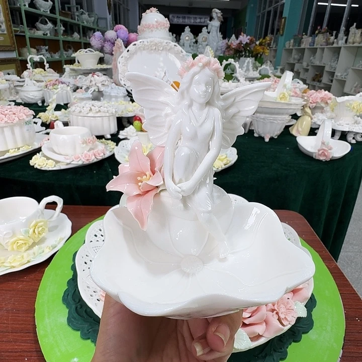 紫***.陶瓷天使娃娃收纳味碟盒