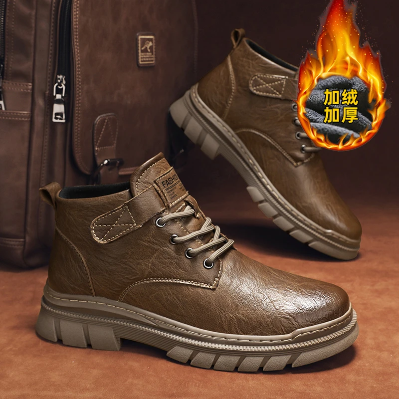 欧伦啄木鸟EUROTUCANO男鞋冬季加绒加厚高帮马丁靴时尚保暖雪地靴