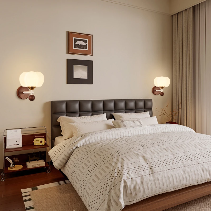 大观园中古风床头壁灯奶油风卧室灯具南瓜儿童房客厅背景墙灯I271