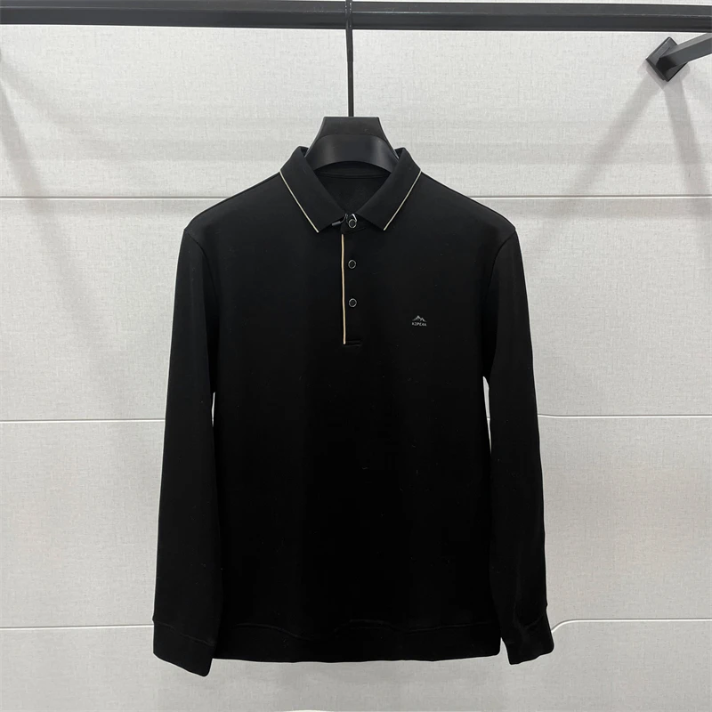 秋冬季商务休闲上衣保暖T恤男士加绒百搭长袖polo衫8T001