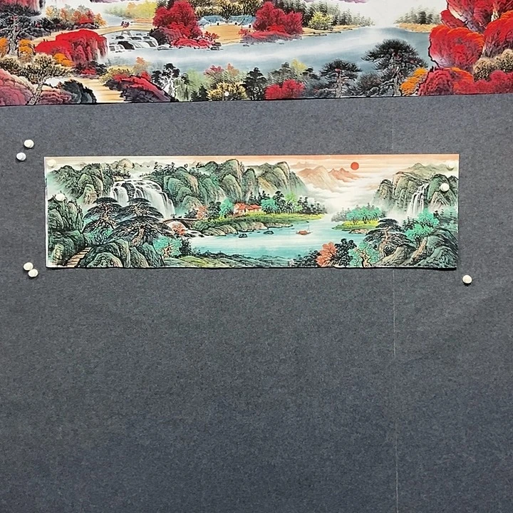 国画六尺对开山水一幅