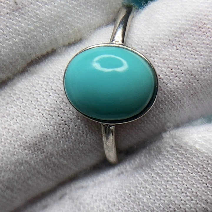 绿松石银S925镶嵌天然原矿 地大质检