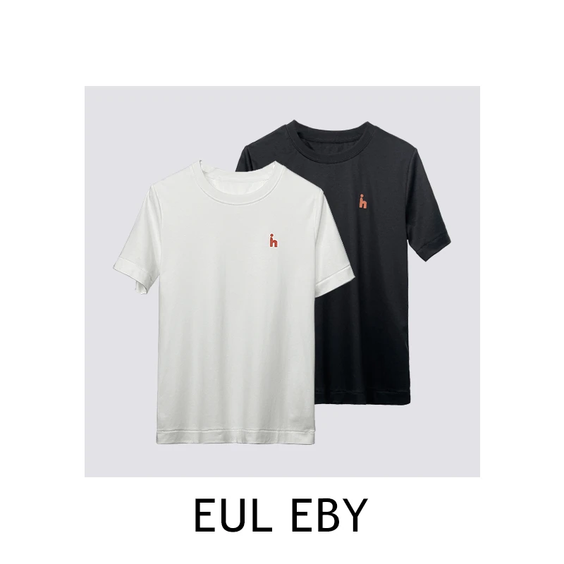 【一比Eby】h字母刺绣图案简约圆领短袖t恤251039#