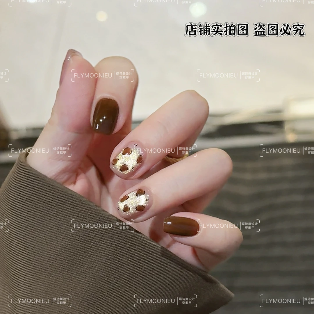 豹富豹美  蝶诗舞  纯手工定制美甲贴片  早秋纯欲辣妹穿戴甲14片