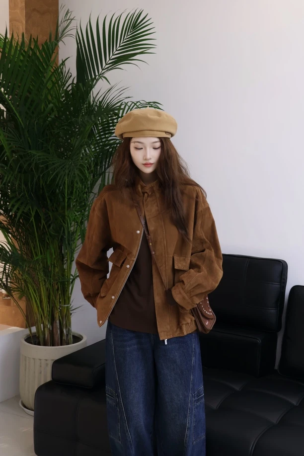 Aquascutum上衣｜『HQQ专属』复古美拉德羊皮绒面革夹克外套1299