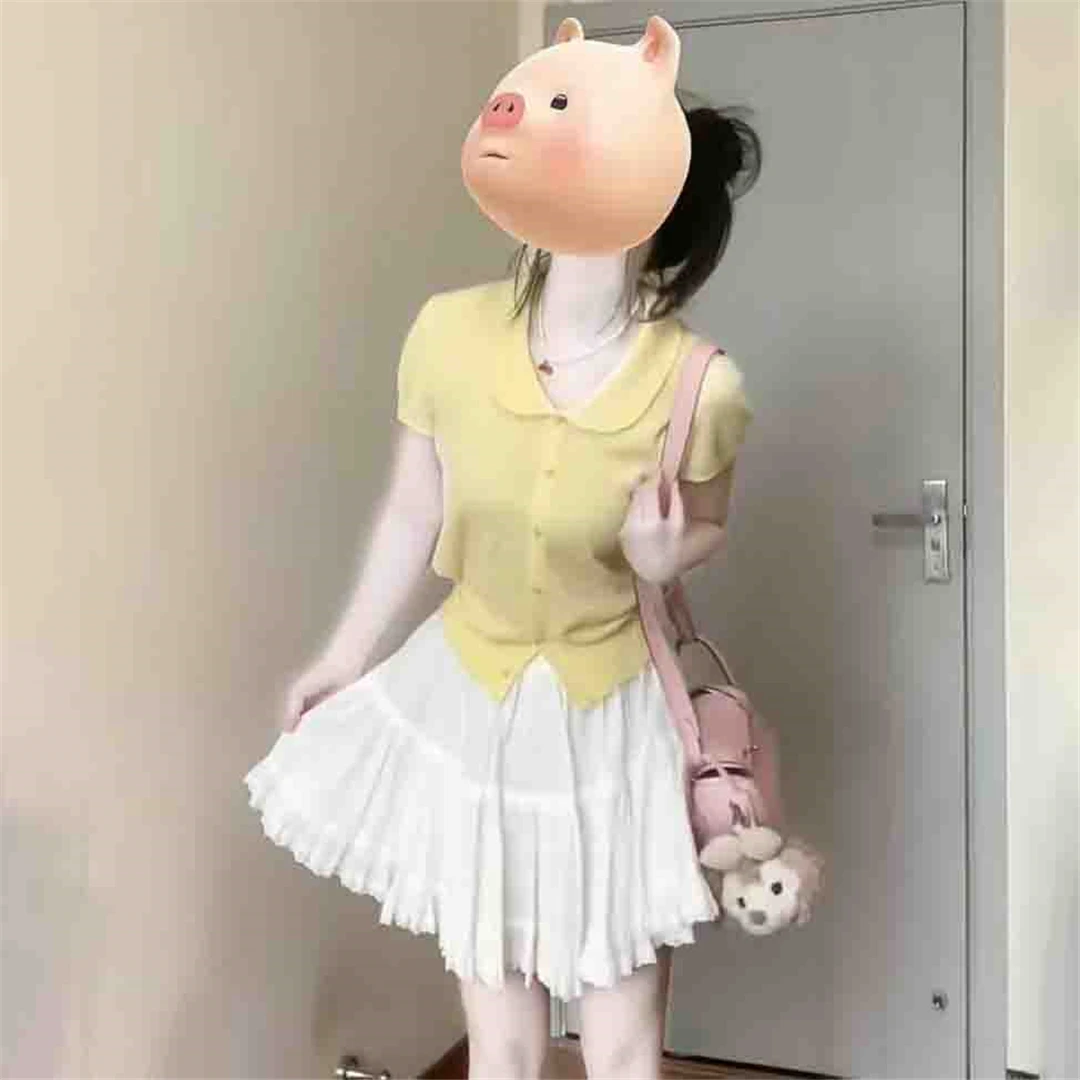 减龄漂亮洋气套装奶系温柔纯欲针织上衣半身裙两件套2025夏季新款