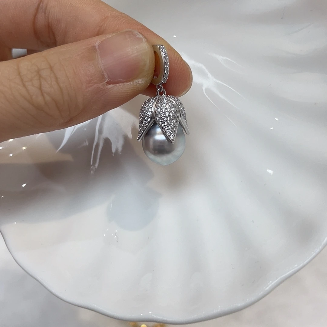 吊坠(不含链)银S925镶嵌海水珍珠