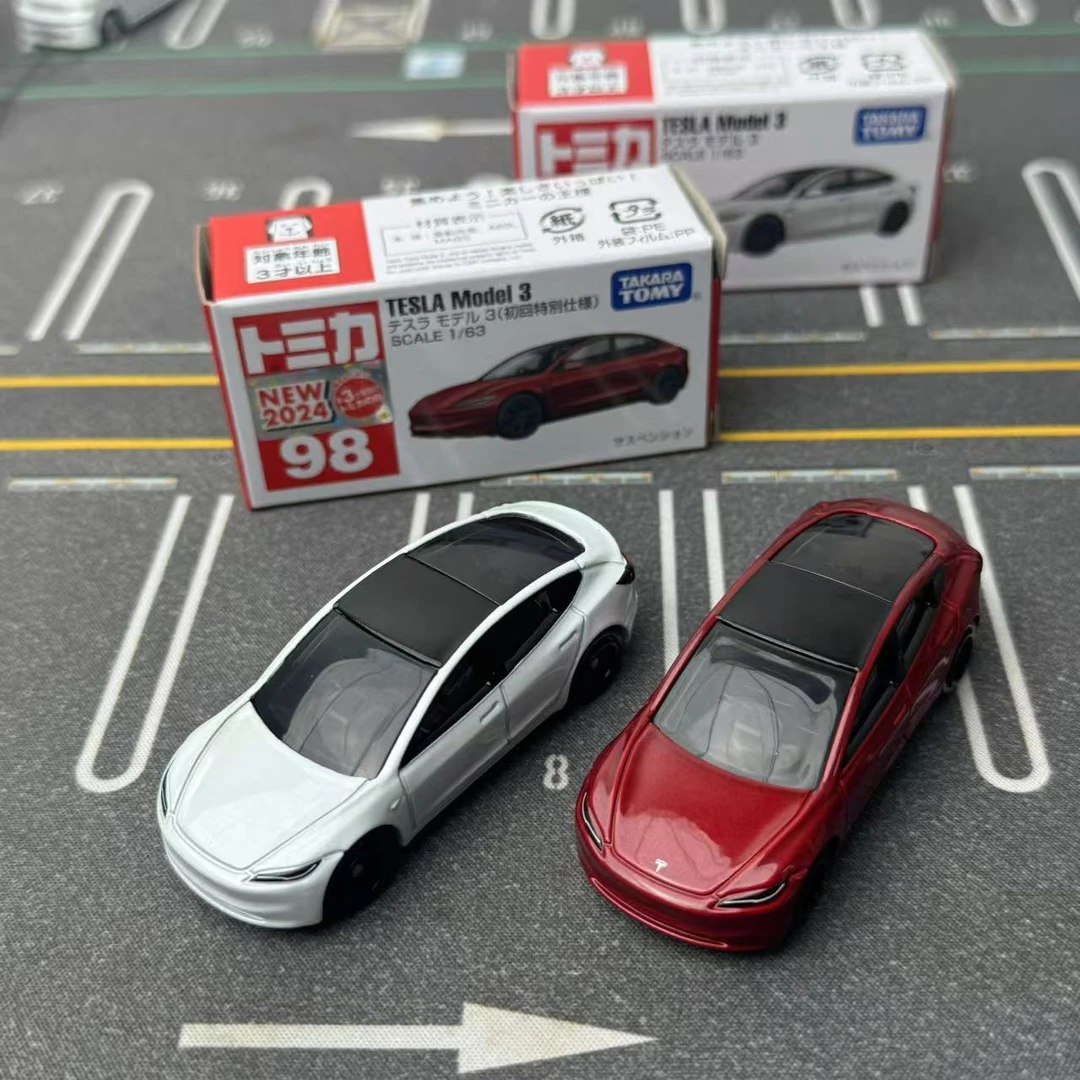 港版新车贴TOMICA多美卡合金车模型车 98特斯拉TESLA Model 3