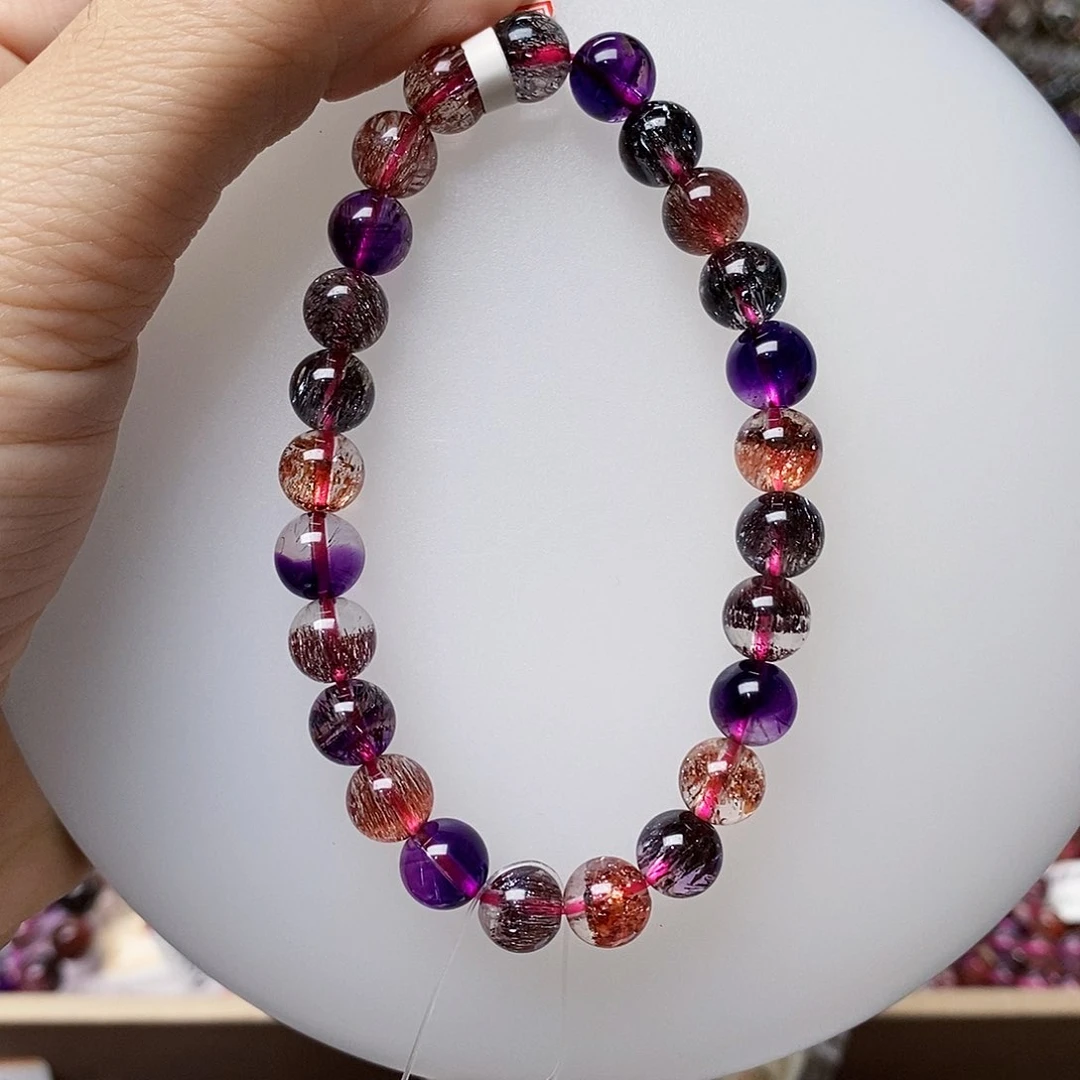 未镶嵌手链水晶h582黑加仑超七7+