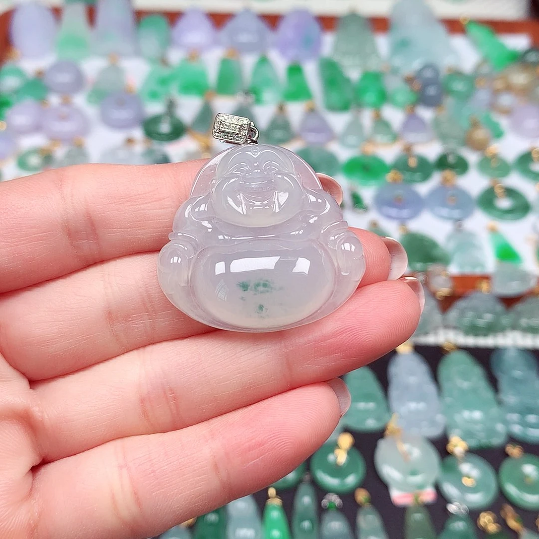 翡翠颈饰18K金镶嵌天然翡翠A货