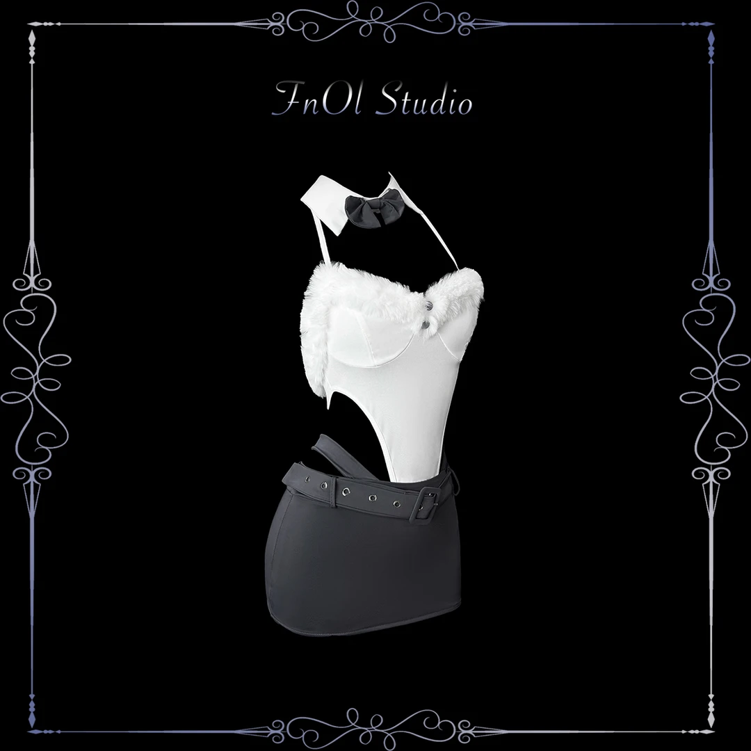 「FnOl Studio」格雷灰 网红直播性感包臀挂脖御姐套装约会内衣制服