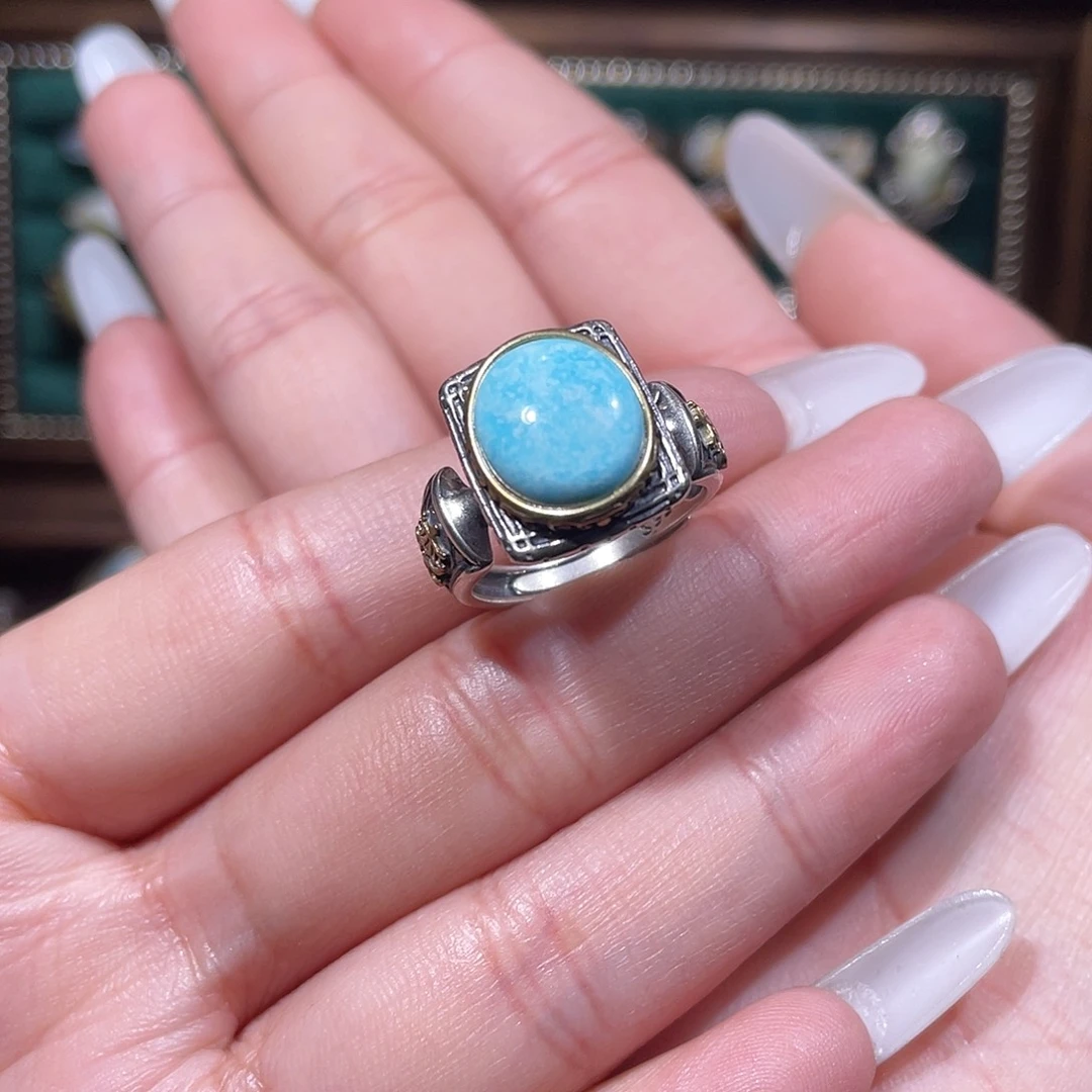 绿松石银S925镶嵌戒指戒指