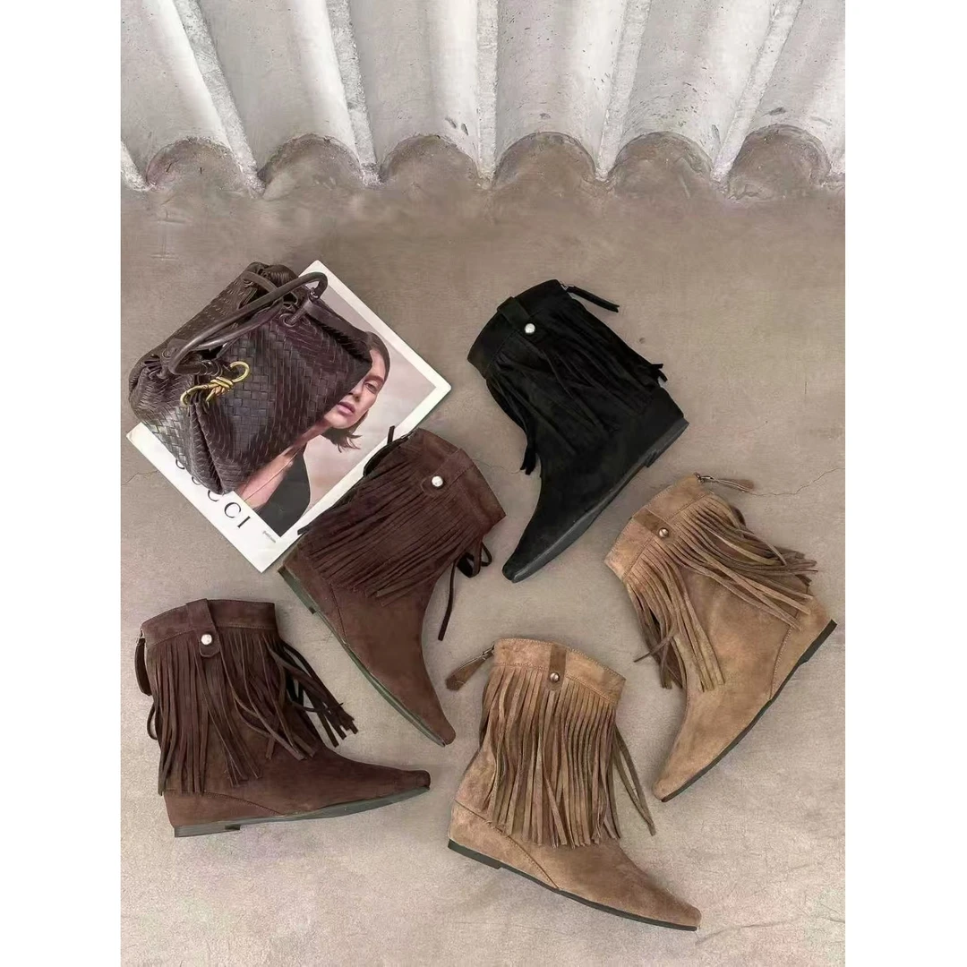 厚底时装靴女新款复古显瘦套筒马丁靴短靴85-8281（不加绒）