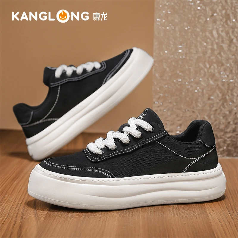 康龙男士帆布鞋2025新款爆款板鞋透气百搭潮鞋软底增高防滑休闲鞋