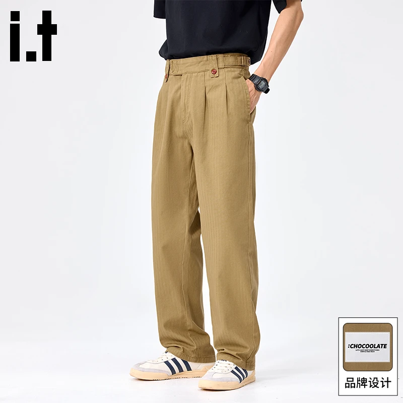 it :CHOCOOLATE纯棉休闲裤男生2025秋季新款宽松直筒美式工装裤男