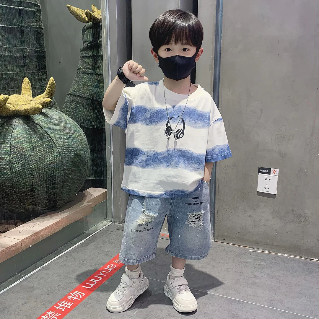 男童夏装短袖套装2025新款痞帅男孩宝宝潮酷儿童穿搭夏季薄款衣服