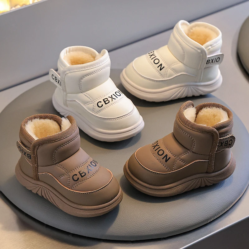 儿童雪地靴冬季男童防水加厚魔术贴室外穿小孩保暖女童宝宝学步鞋