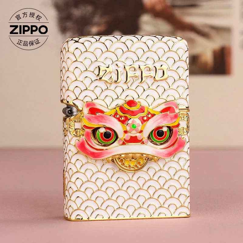 ZIPPO/之宝套壳打火机夜光珐琅彩醒狮机关旋转时尚新年礼DY8702TJ