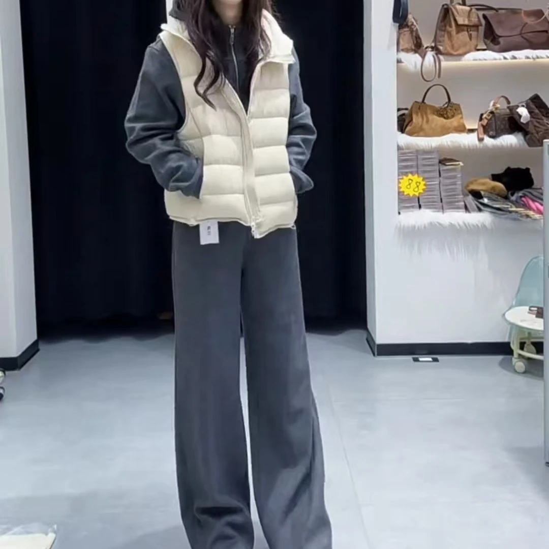 时尚休闲秋冬无袖马甲连帽开衫阔腿裤女装