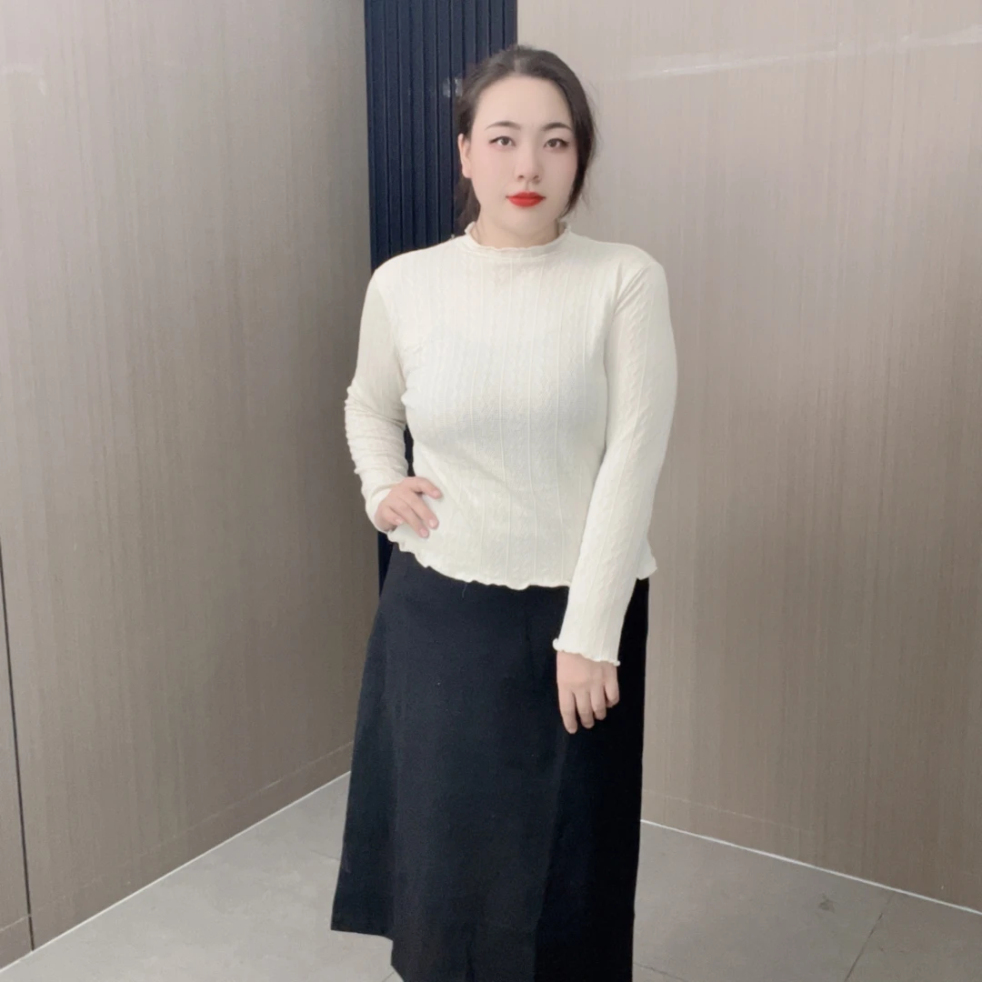 【欣欣严选0072】针织通勤风长袖纯色法式毛针织衫气质圆领秋冬百搭