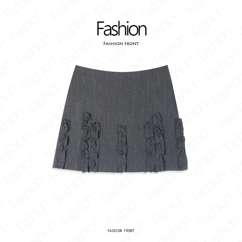 A型高腰裙A字裙半身裙白色百搭半裙气质提花短裙