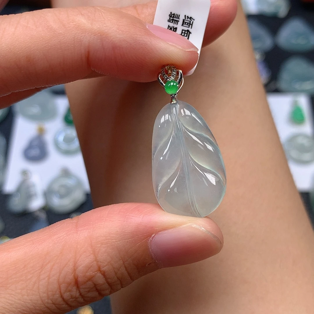 翡翠18K金镶嵌吊坠(不含链)翡翠