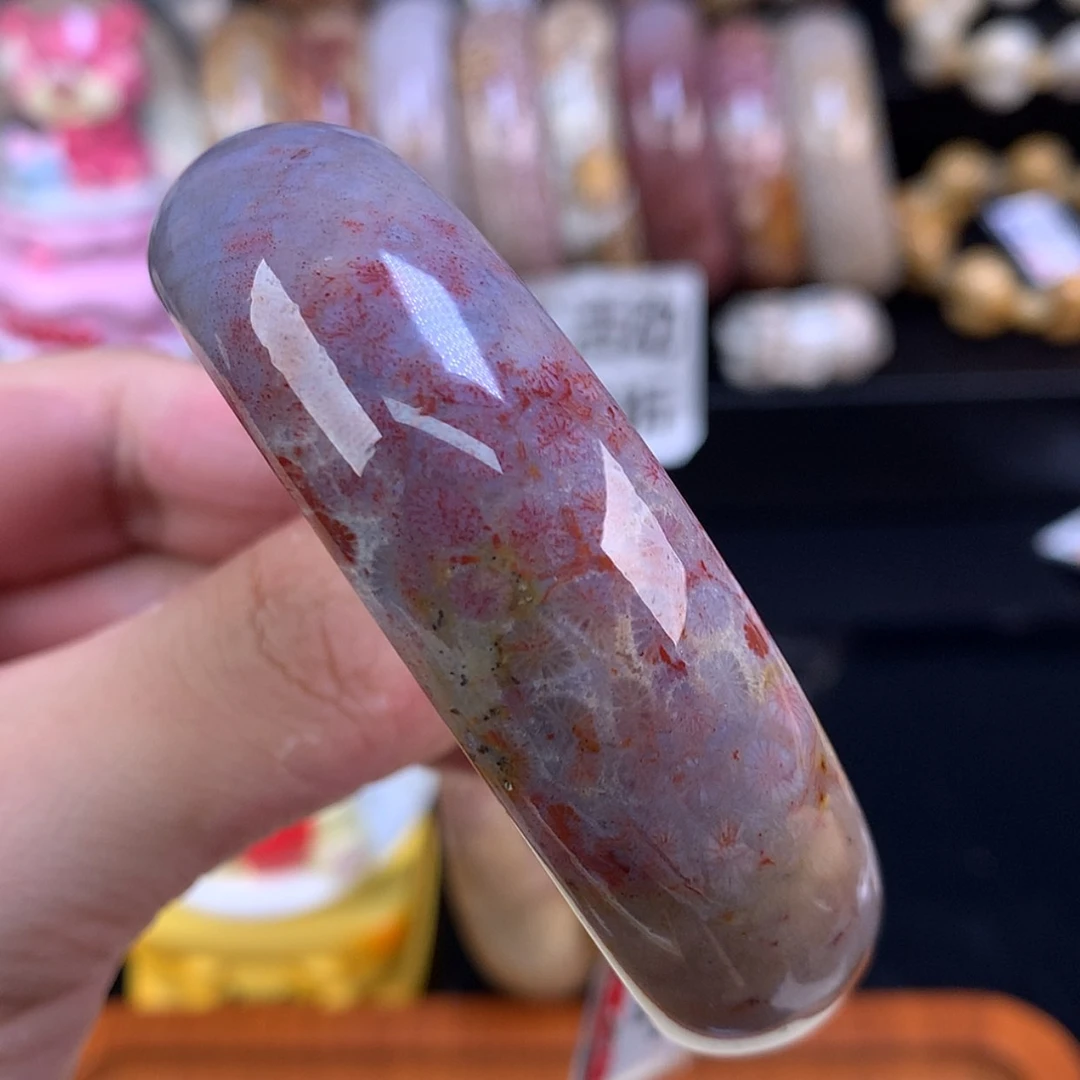 【闪购商品】颈饰未镶嵌硅化珊瑚（珊瑚玉）62号56.8圈紫红彩