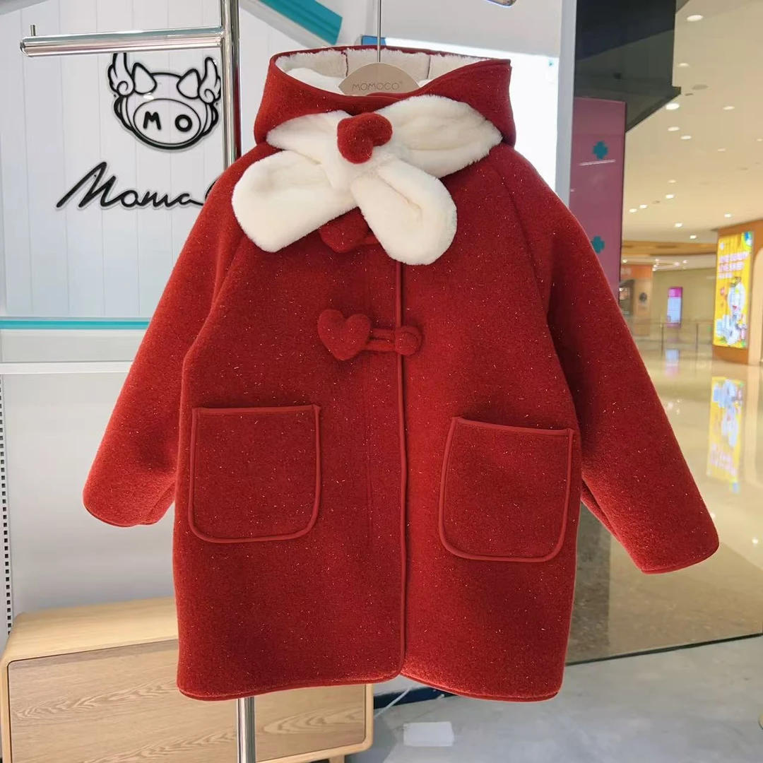 MOMOCO女童冬季新款爱心围巾红色大衣75880126006