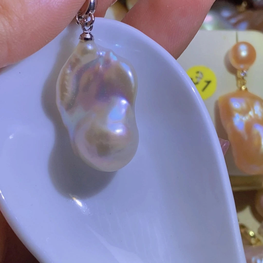 银S925镶嵌淡水珍珠天然淡水珍珠