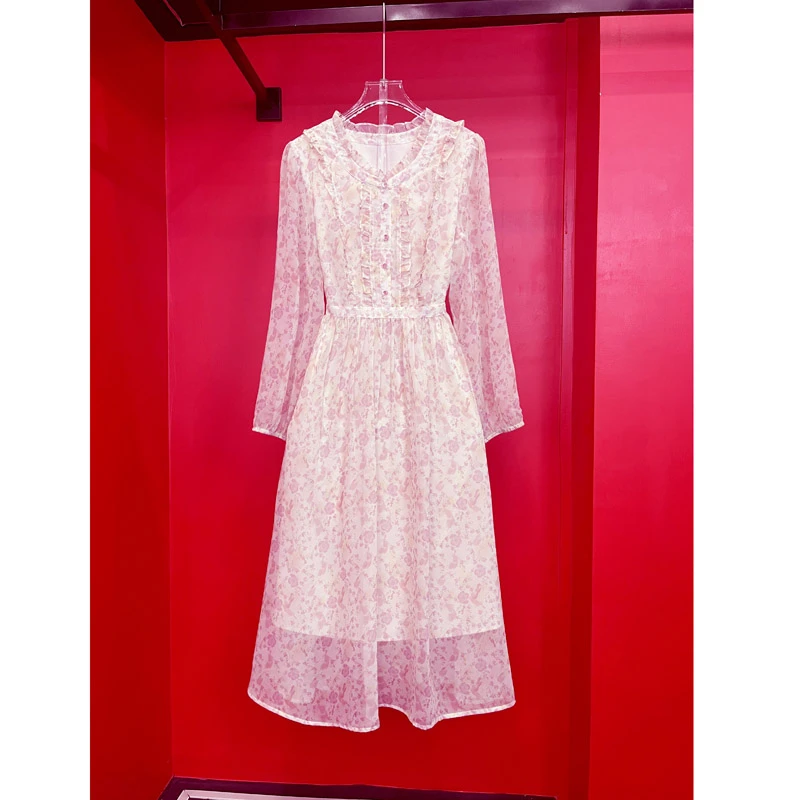 编号【83】优雅气质仙气飘逸长袖连衣裙温柔显瘦高级感春夏季长裙子