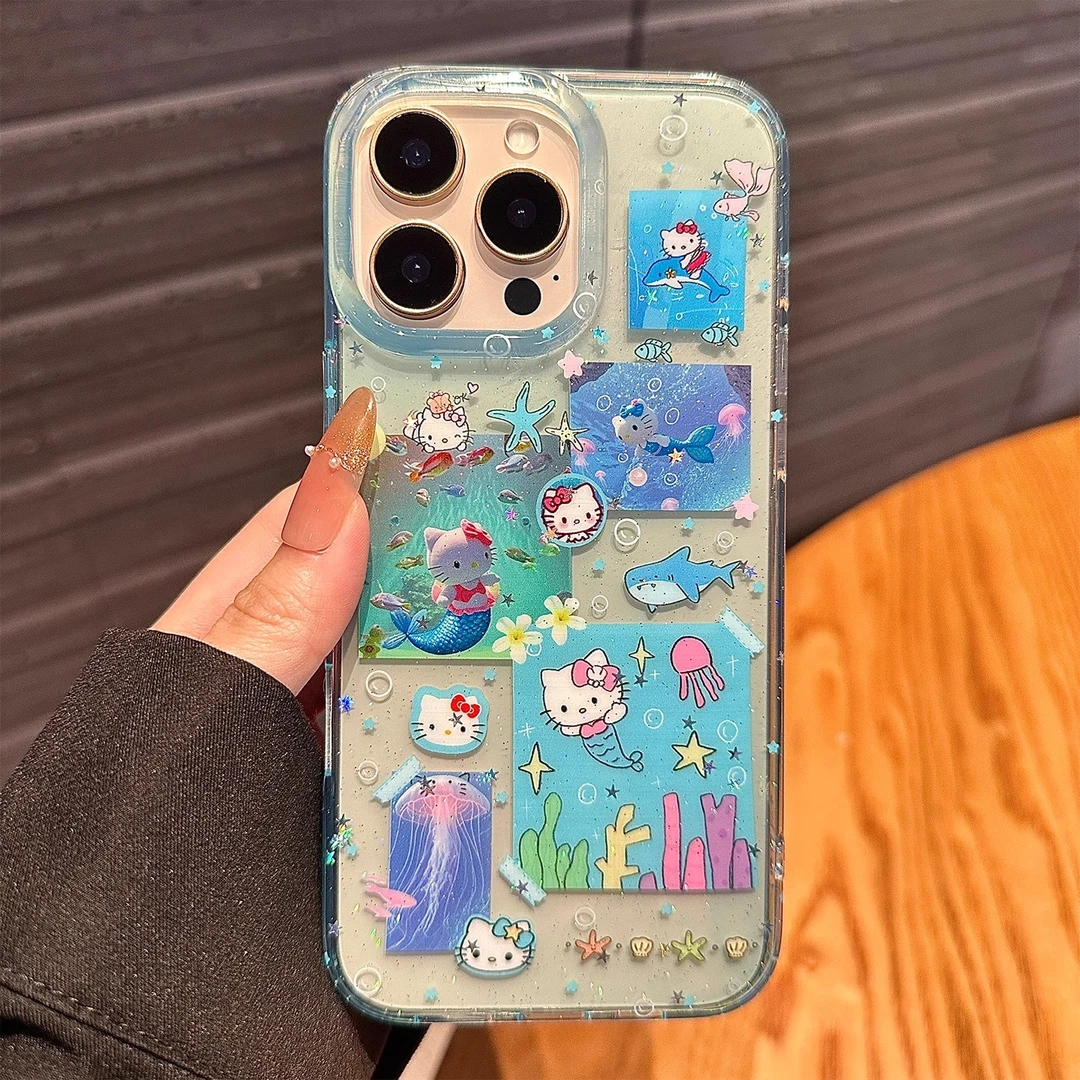 美人鱼kitty猫甜美少女款适用苹果16promax手机壳phone15pro新款