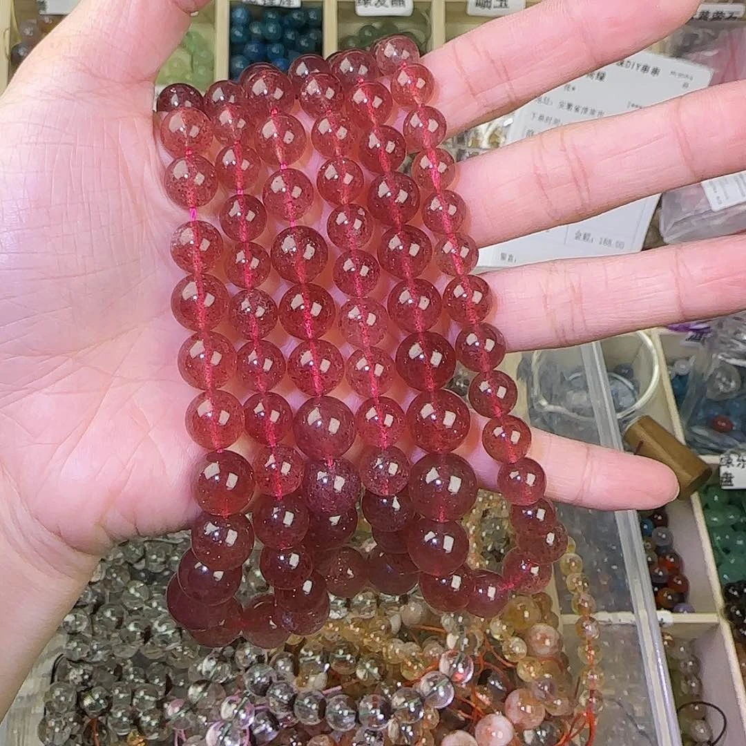 琥珀手链未镶嵌草莓粉塔链