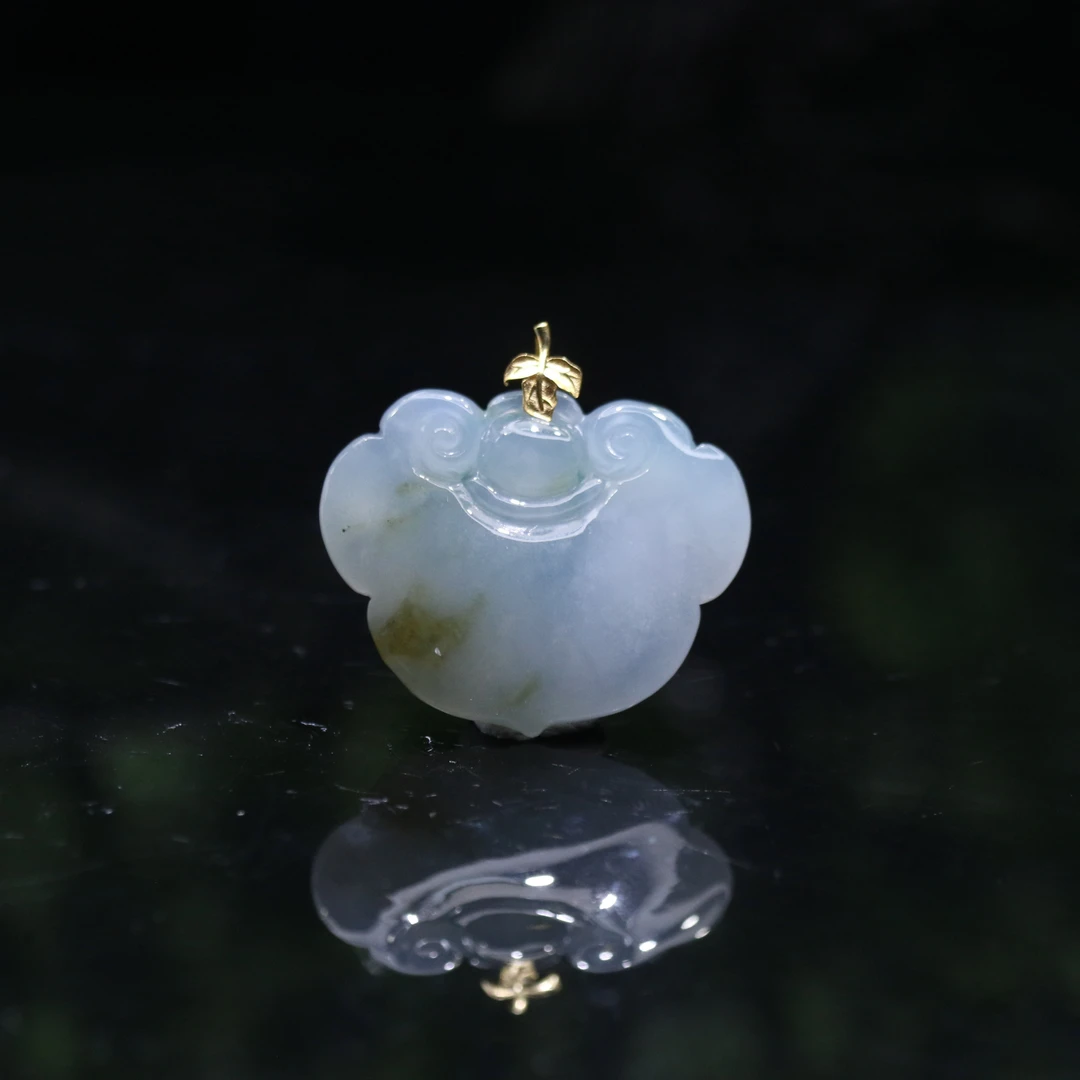 FC42天然缅甸翡翠A货18k冰如意头/600131/保利厦门拍卖