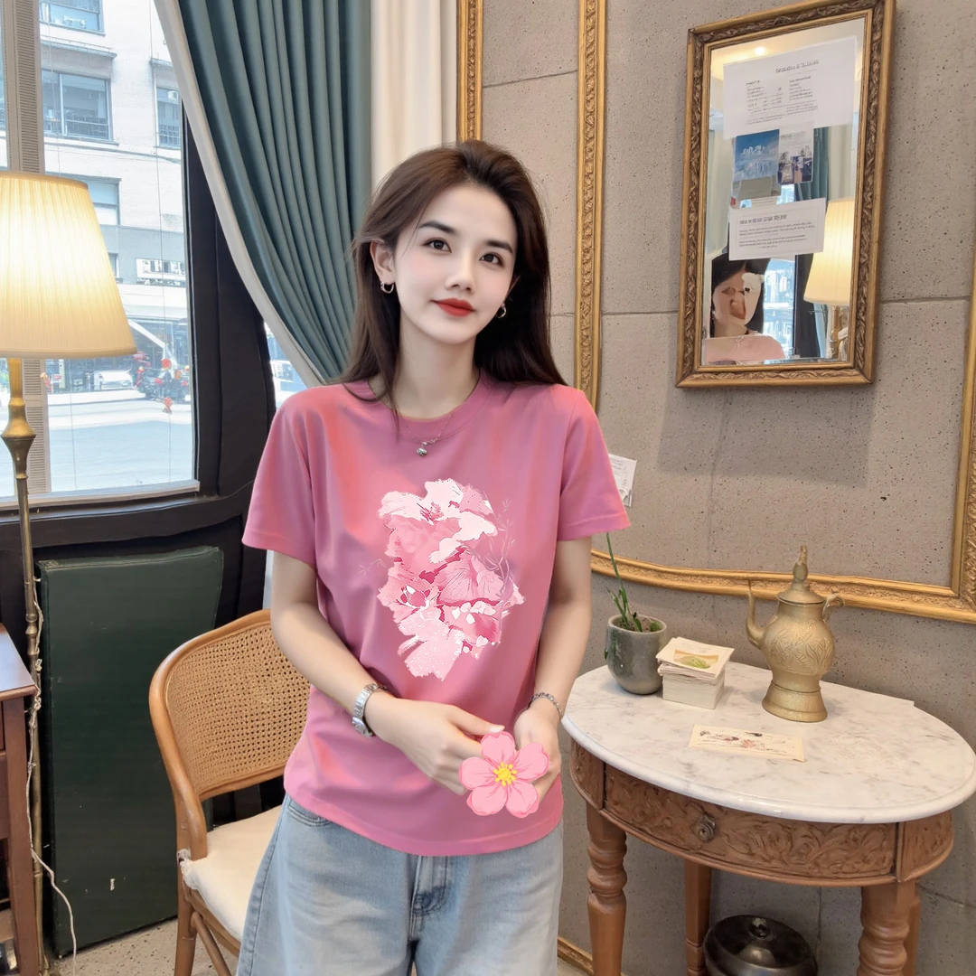 【花漾涂鸦】纯棉正常版型 李西西时尚休闲百搭短袖T恤显瘦
