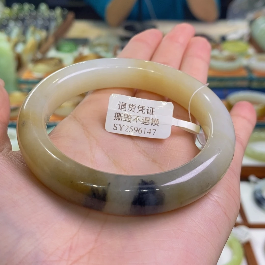 和田玉未镶嵌手镯楼兰三色57/58