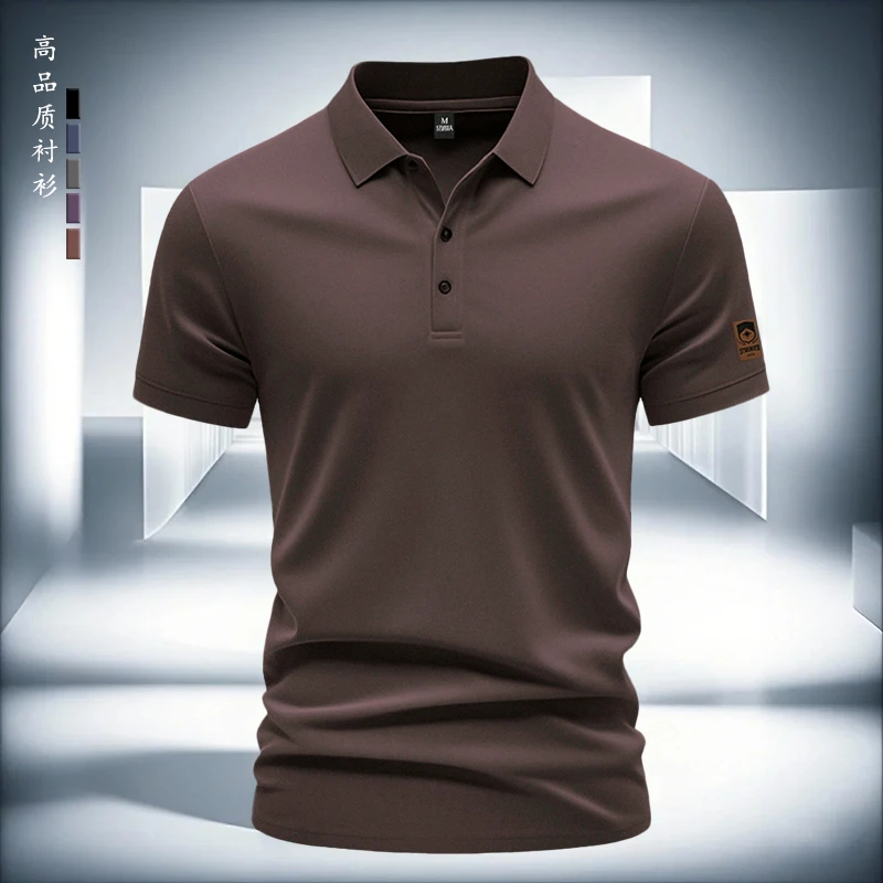透气纯色美式2025年高品质运动短袖休闲水洗男Polo衫婆罗衫新夏季