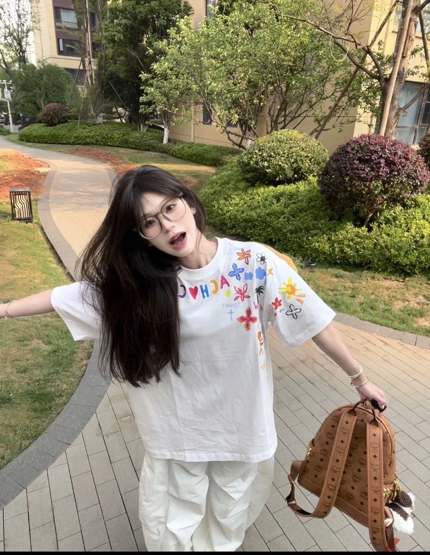 A*C卡通涂鸦短袖］好喜欢闭眼入！美式潮流短袖