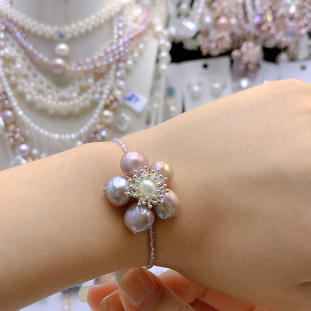 颈饰银S925镶嵌淡水珍珠