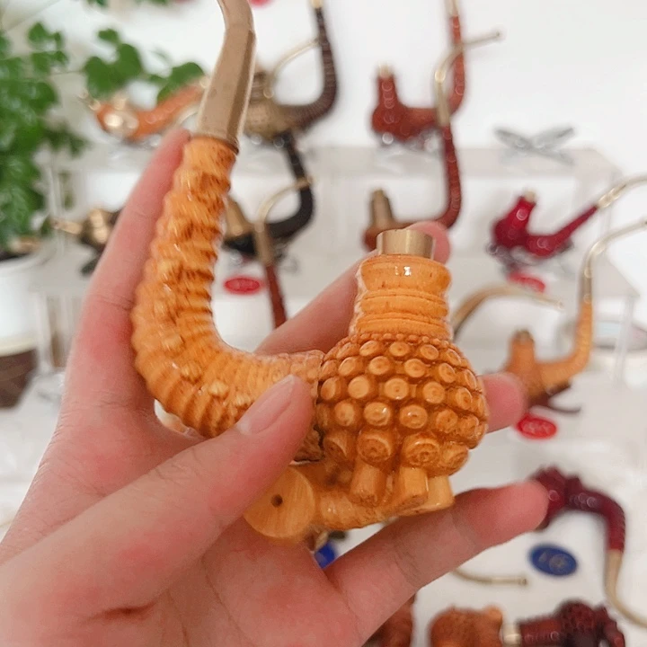 陶瓷实心竹子雕刻烟杆