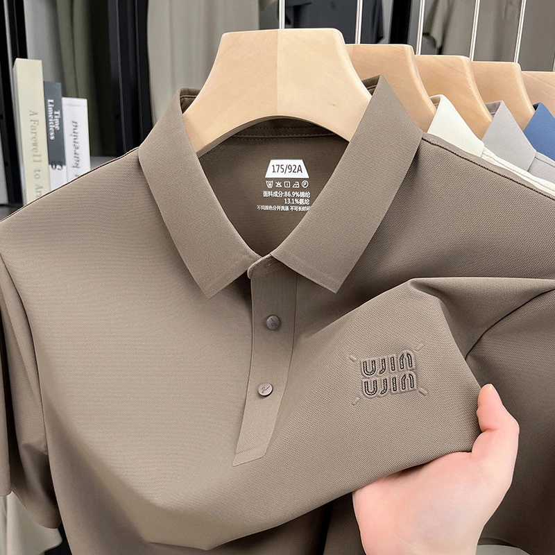 男士新款无痕透气短袖翻领休闲Polo衫青年男子装2025春夏